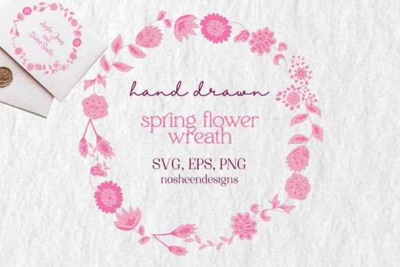 Hand Drawn Spring Flower Clipart Wreath Review